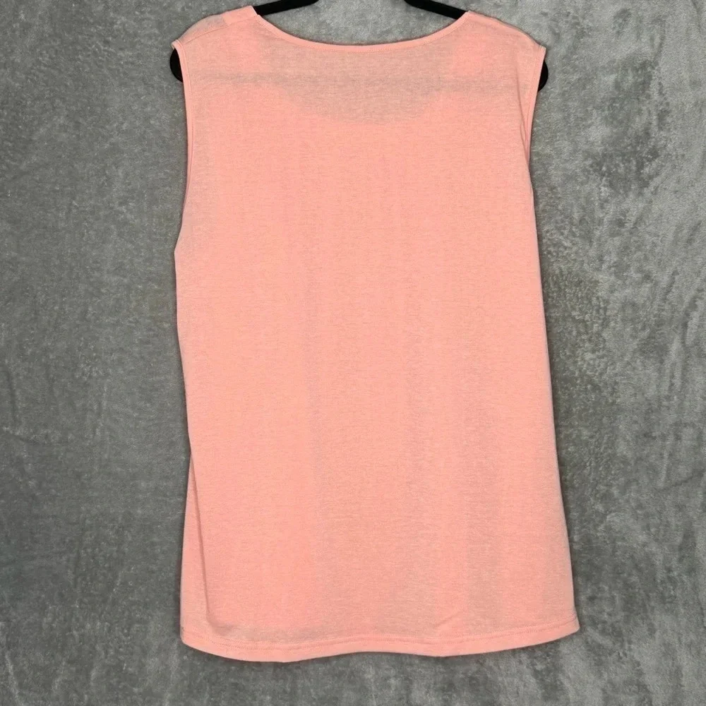 Amazon 3X Shirt Top Peach Orange Solid Sleeveless Square Neck Stretch Knit - Picture 4 of 7